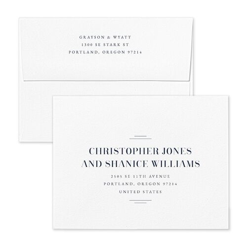 Country Club Thank You Card Envelopes White Moody Blue Both Recipient and Return Addresses Signature Standard
