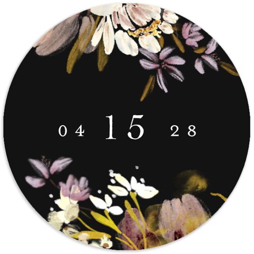 In Bloom Wedding Stickers Charcoal Circle