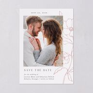 Floral Sketch Save The Date Cards Off-White Signature smooth Blank No