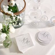 Grand Calligraphy Cocktail Napkins Medieval Grey Napkin Uncoined