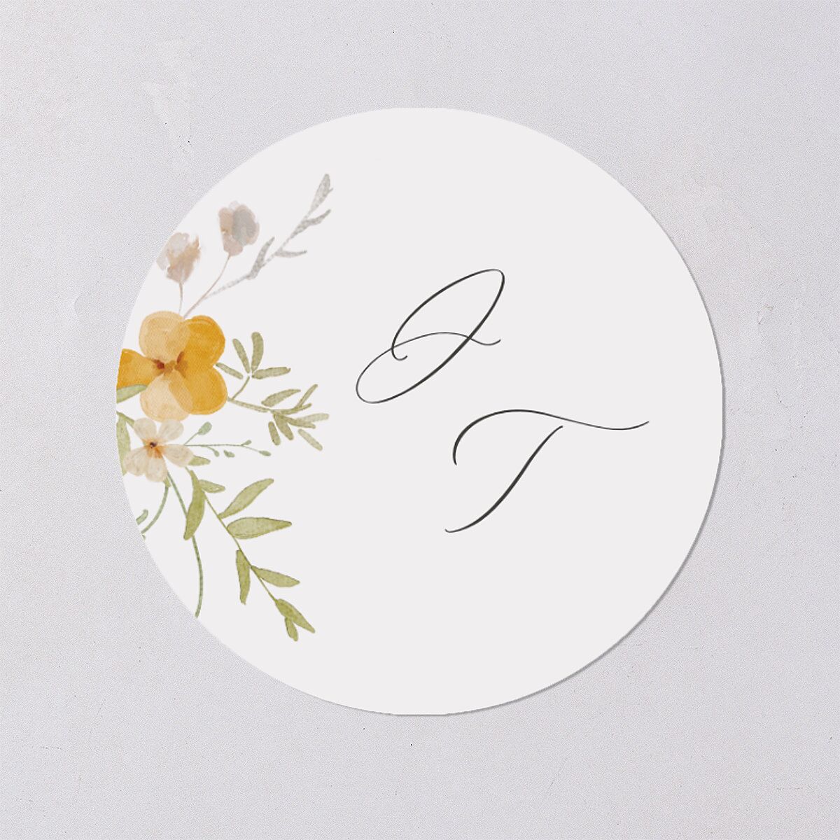 Dainty Wildflowers Wedding Stickers Sunflower Circle