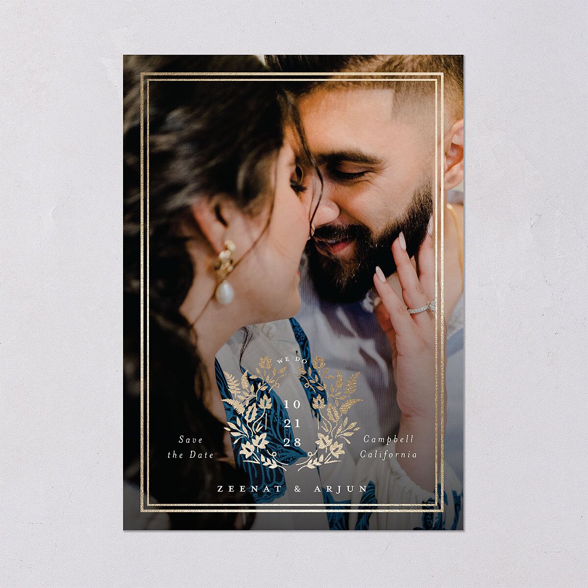 Rustic Kingdom Save the Date Cards Gold Dark Green Signature smooth Blank No Standard