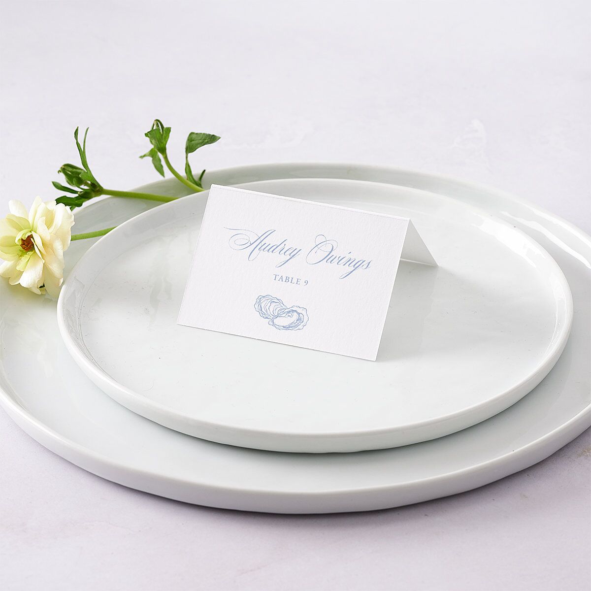 Coastal Oysters and Anchors Place Cards Sea Blue Signature