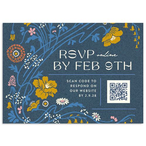 Wildflower Nouveau Wedding Response Cards Moody Blue Signature Standard