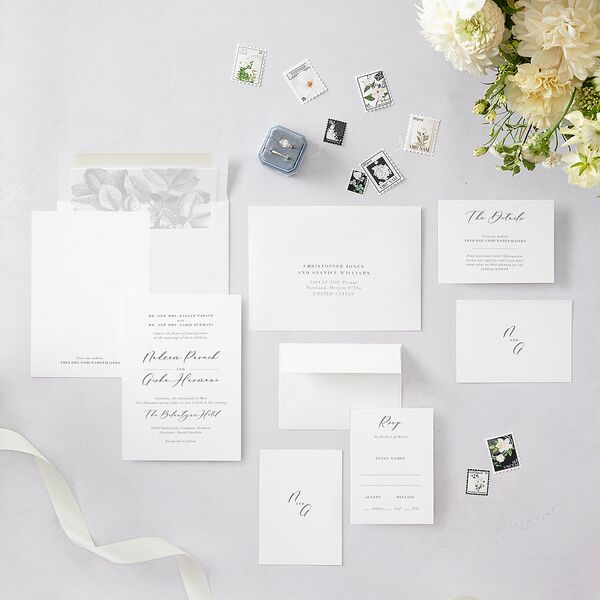 Timeless Script Wedding Invitations Medieval Grey Signature Blank No Standard