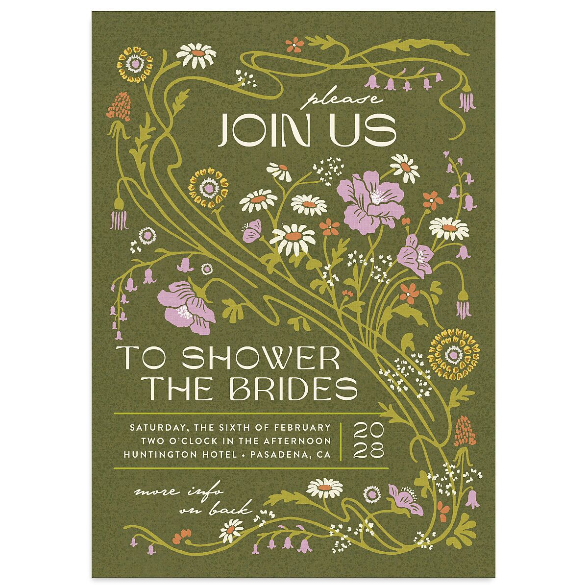 Wildflower Nouveau Bridal Shower Invitations