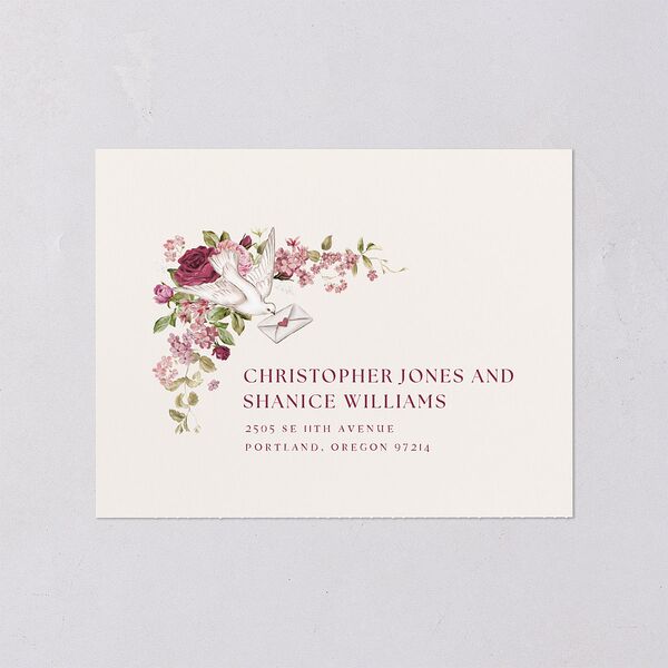 Vintage Love Doves All-in-One Wedding Invitations Shell Pink Signature Light Both Recipient and Return Addresses No