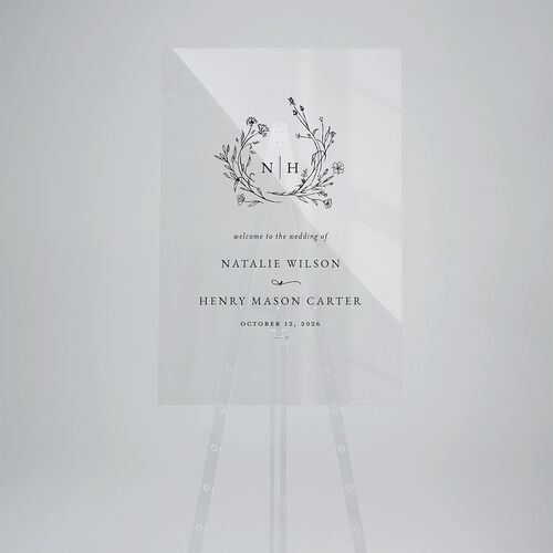 Natural Monogram Acrylic Welcome Sign Large Midnight Navy Standard Acrylic L Welcome