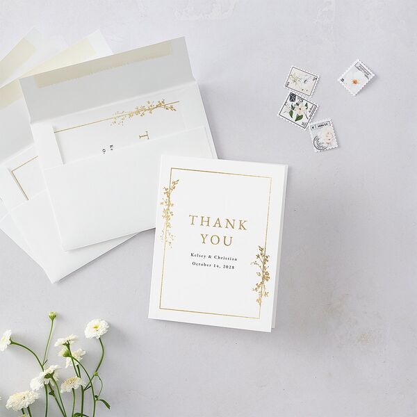Gilded Wildflower Thank You Cards Gold Pure White Signature