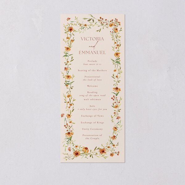 Wildflower Border Wedding Programs Cinnamon Signature