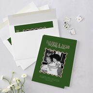 Wavy Frame Photo Wedding Invitations Scottish Green Signature Blank No Standard