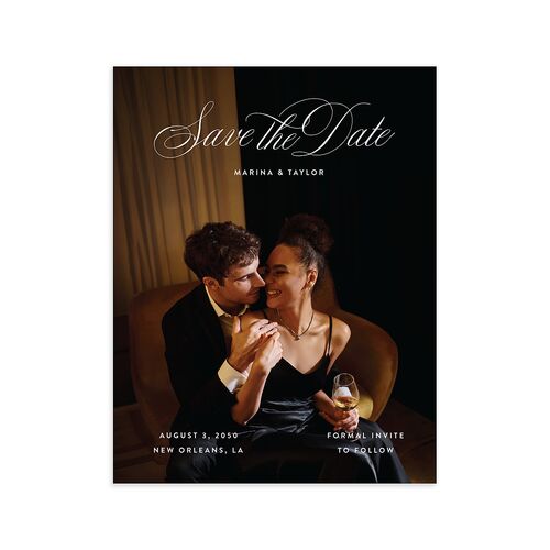 Vintage Classic Photo Save the Date Petite Cards Midnight Signature smooth Blank No Standard