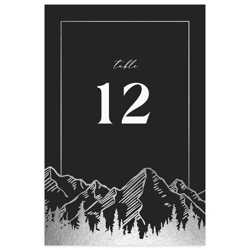 Mountain Escape Foil Table Numbers Silver Charcoal Signature