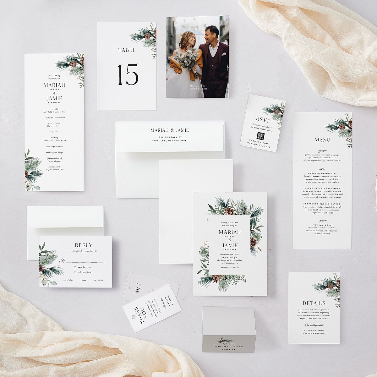 Rustic Pine Wedding Programs Eucalyptus Signature
