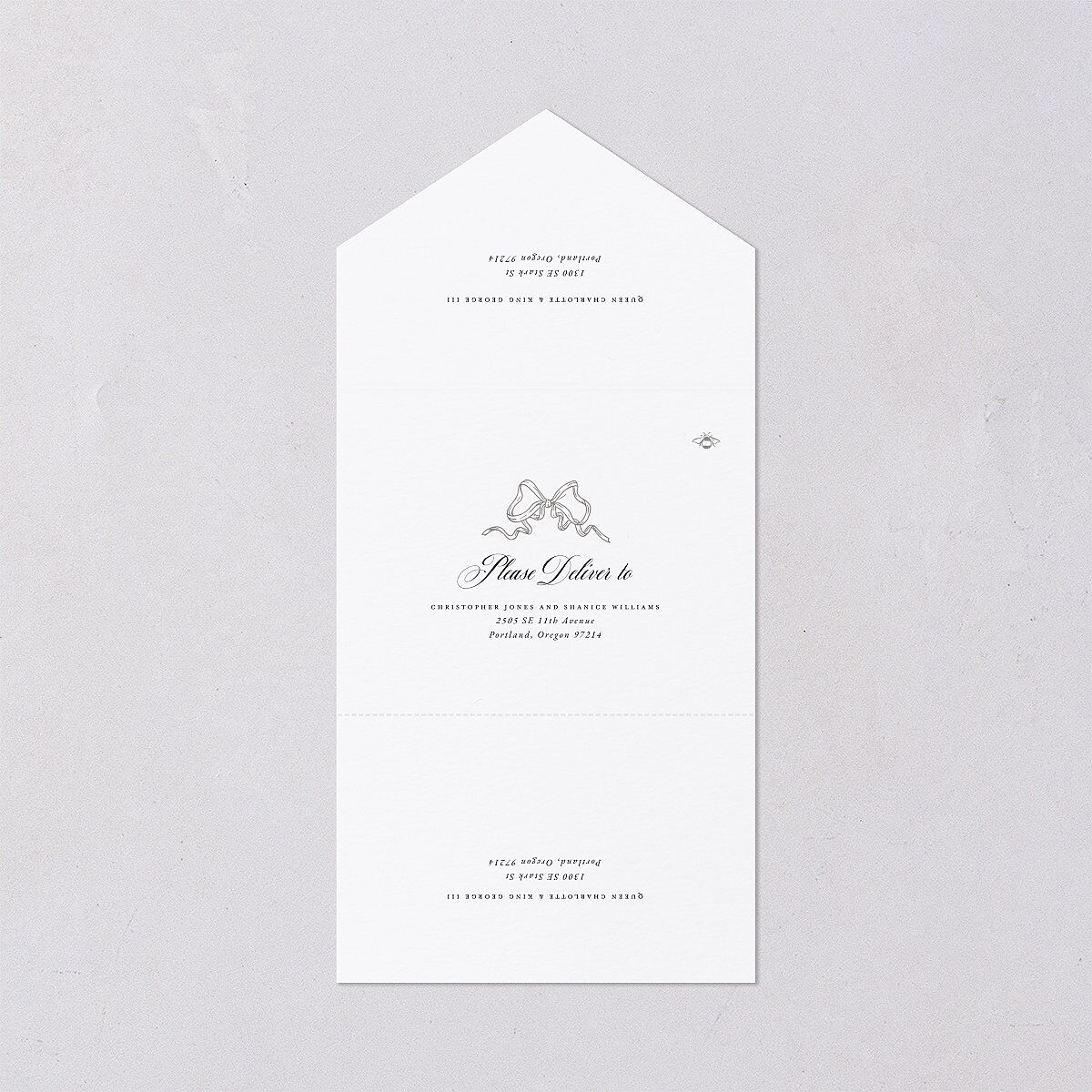 Rose Garden Crest All-in-One Wedding Invitations by Bridgerton Pure White Signature Light Both Recipient and Return Addresses No