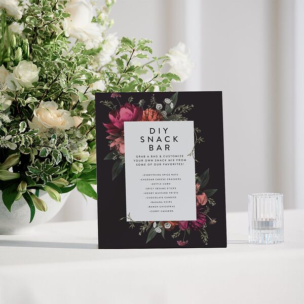 Blooming Botanical Menu Bended Tabletop Sign X-small Midnight Standard Plastic XS Tabletop Menu