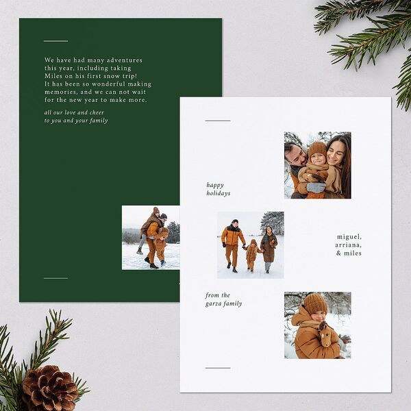 Minimal Holiday Gallery Holiday Cards Hunter Green Signature Blank Standard Portrait