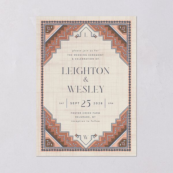 Western Tapestry Wedding Invitations Linen Signature Blank No