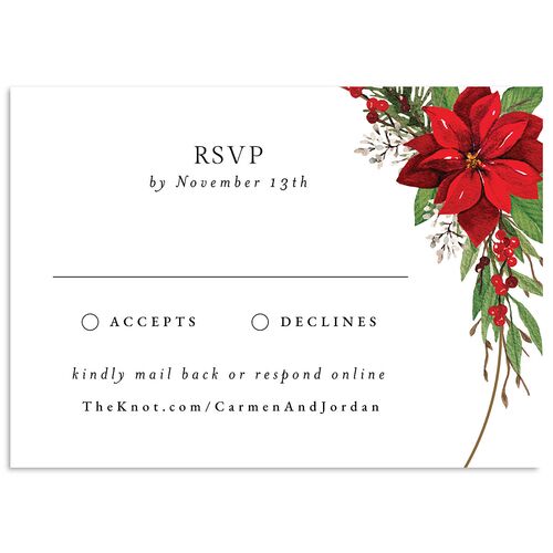 Christmas Poinsettia Wedding Response Cards Ruby Signature Standard