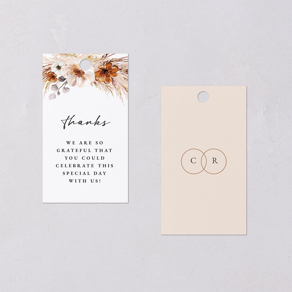 Bohemian Floral Hoop Favor Gift Tags Camel Signature