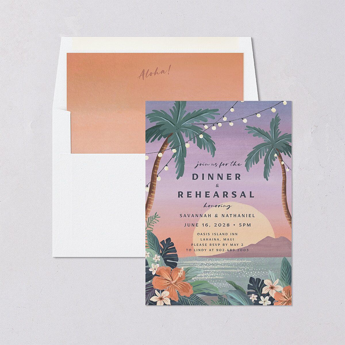 Vintage Island Rehearsal Dinner Invitations — view 4