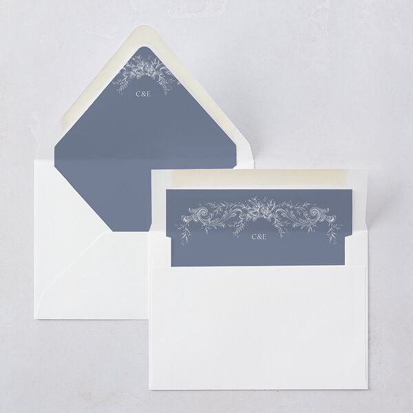 Antique Victorian Botanical Euro Envelope Liners Dusty Blue Luxe