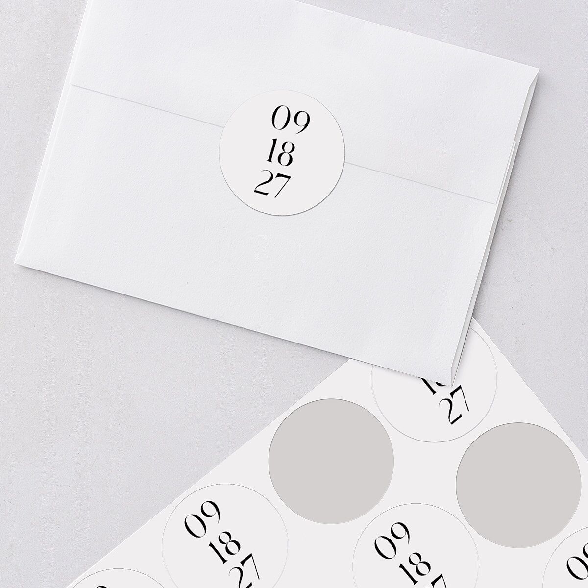 Simple Modern Monogram Wedding Stickers Pure White Circle