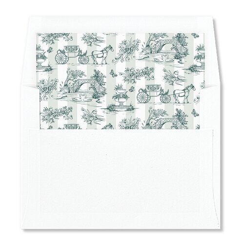 Elegant Antique Toile Frame Envelope Liners by Bridgerton Emerald Standard