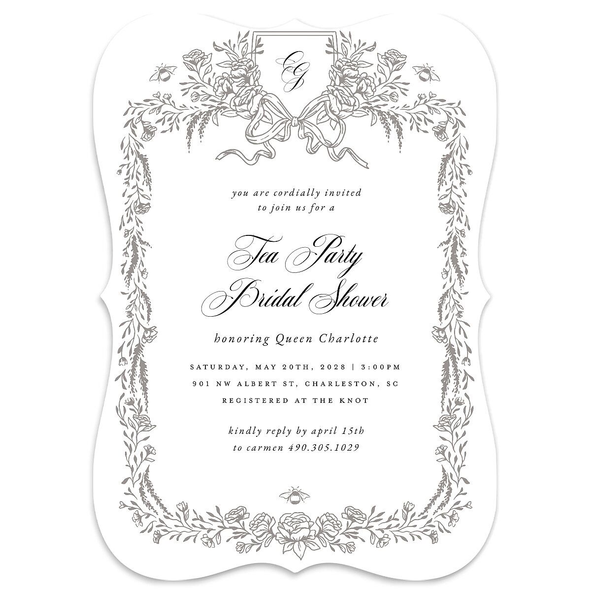 Rose Garden Crest Bridal Shower Invitations by Bridgerton