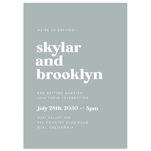 Modern Retro Wedding Invitations Dusty Blue Signature Blank No Standard
