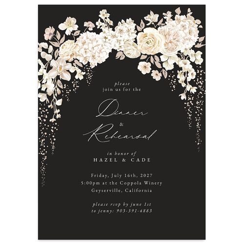Luxury Floral Rehearsal Dinner Invitations Licorice Signature Blank Standard