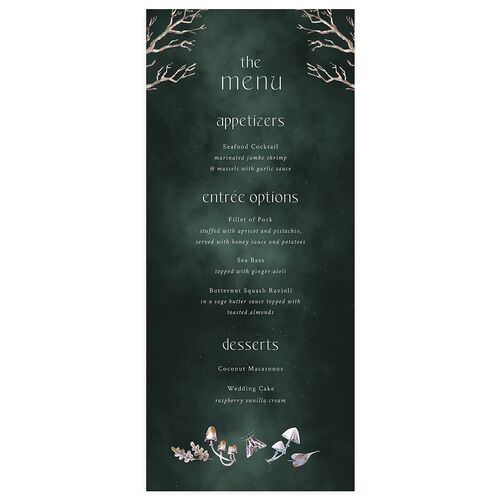 Crystal Forest Menus Hunter Green Signature