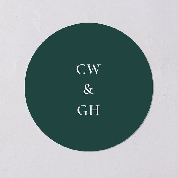 Antique Fairytale Wedding Stickers Dark Emerald Circle