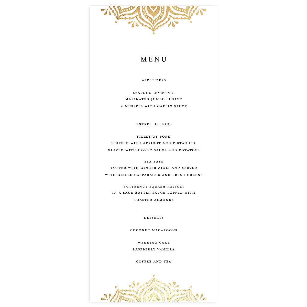 Gilded Adornment Menus