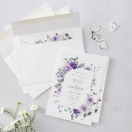 Elegant Floral Wedding Invitations Lilac Signature Blank Standard No