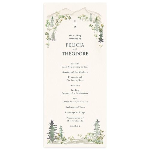Elegant Mountain Border Wedding Programs Meadow Signature