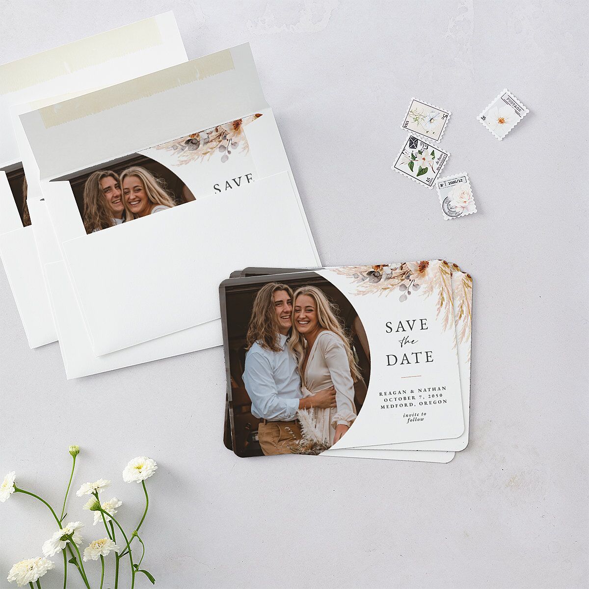Bohemian Hoop Save The Date Magnets — view 3
