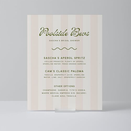 Cabana Stripes Bridal Shower Standard Bar Tabletop Sign Small Olive Standard Outdoor Corrugated S Tabletop Bar