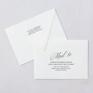 Technicolor Calligraphy Photo Save The Date Card Euro Envelopes White Pure White Both Recipient and Return Addresses Luxe Signature