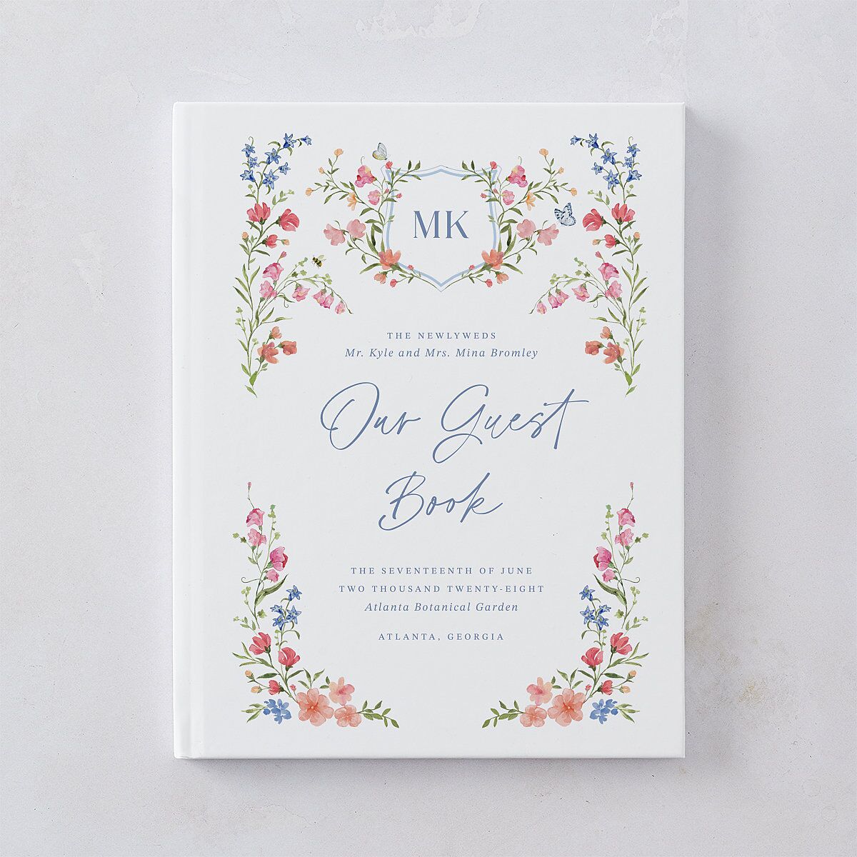 Fairytale Wildflower Crest Guest Books Pure White