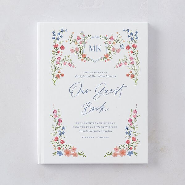 Fairytale Wildflower Crest Guest Books Pure White