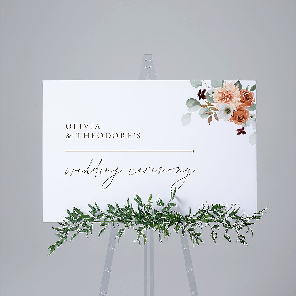 Eucalyptus Bouquet Standard Direction Sign Large Terracotta Standard Indoor Foam Core L Direction