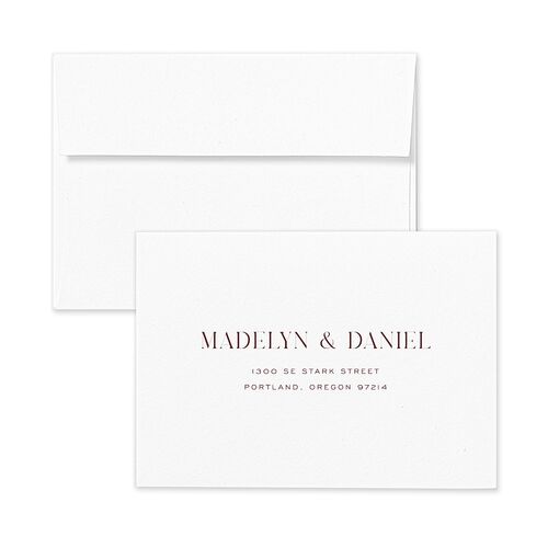 Ampersand Greenery Response Card Envelopes White Merlot Return Address Signature Standard