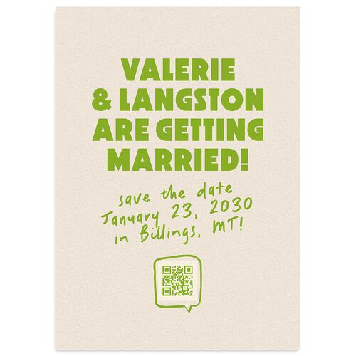 Retro Modern QR Code Save the Date Cards Greenery Signature smooth Blank No Standard