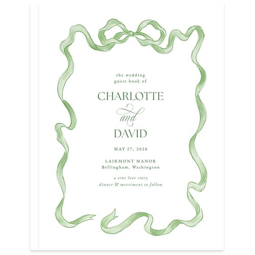 Vintage Bow Guest Books Jewel Green