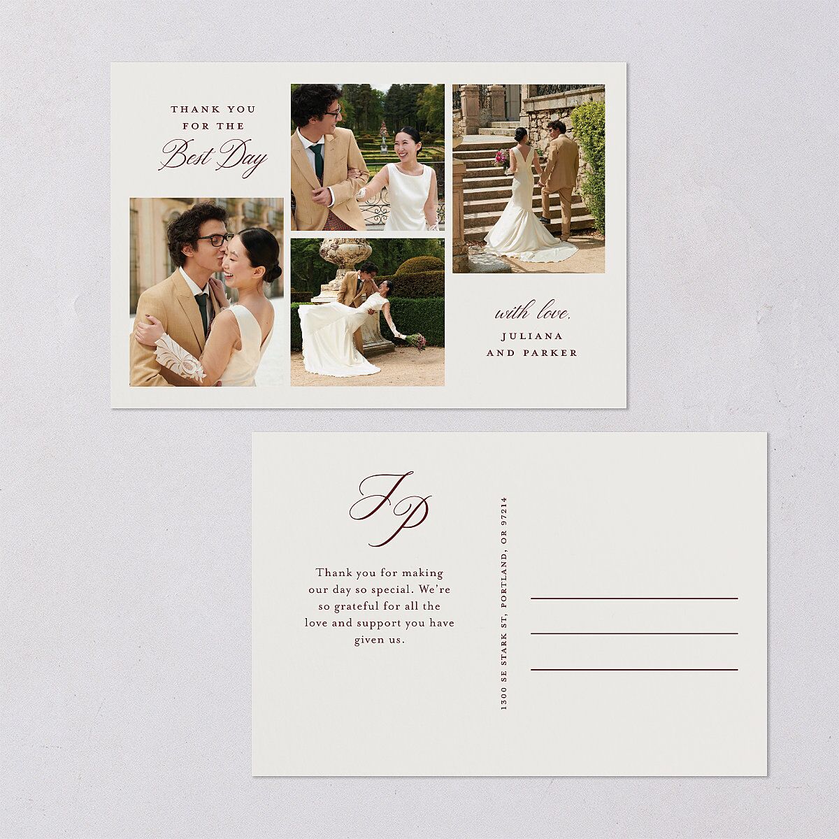 Very Married Christmas Photo Gallery Thank You Postcards Burgundy