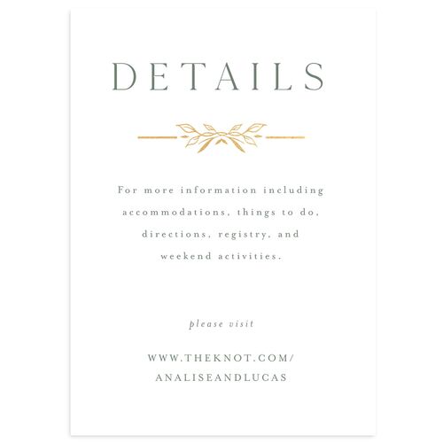 Monogram Leaves Wedding Event Detail Cards Gold Eucalyptus Signature Standard