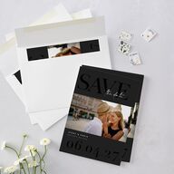 Modern Vow Save The Date Cards Charcoal Signature smooth Blank No Standard