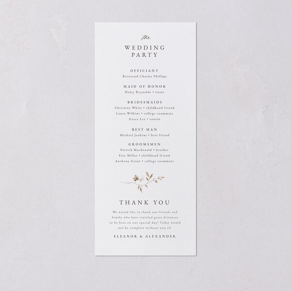 Timeless Floral Foil Wedding Programs Gold Pure White Signature
