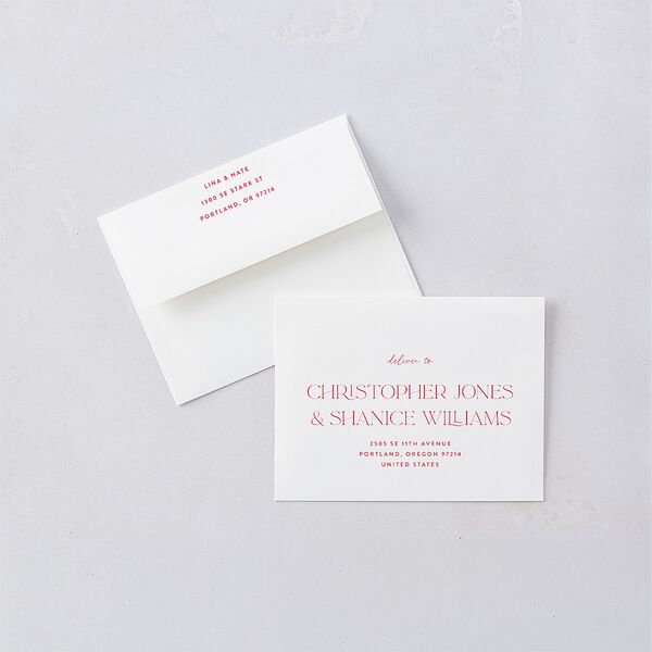 Hawaiian Tropical Orchid Oval Thank You Card Envelopes White Crimson Both Recipient and Return Addresses Signature Standard